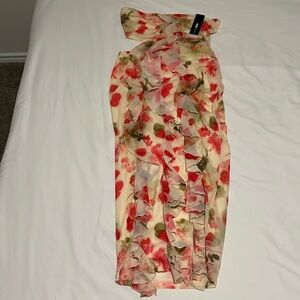 Fashion Nova women’s size S yellow floral cut out midi dresss